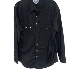 Vintage 70's Rock Mount Tru West Mens Black Long Sleeve Button Up Shirt Size XXL